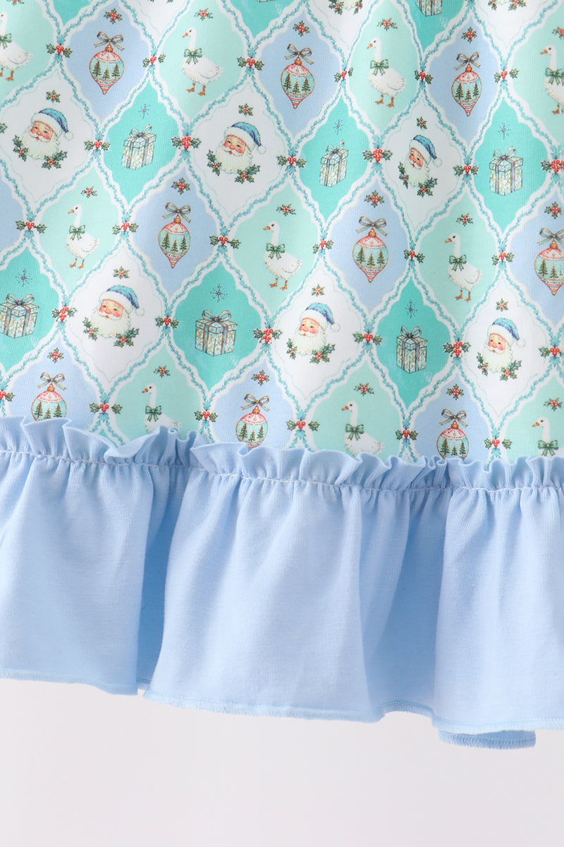 Green santa print ruffle dress - Aaria Tees Aaria Tees