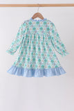 Green santa print ruffle dress - Aaria Tees Aaria Tees