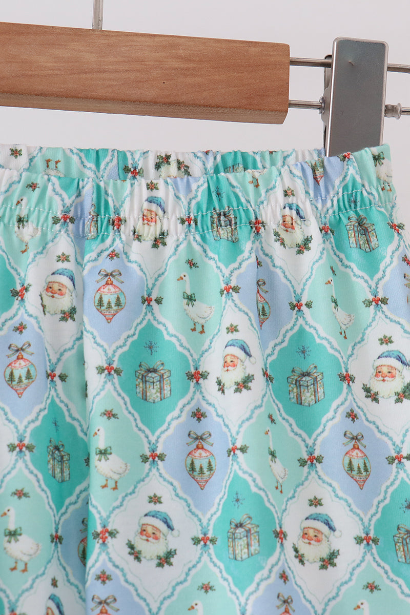 Green santa print ruffle pajama set - Aaria Tees Aaria Tees