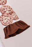 Brown Milk Cookie Print Ruffle Dress - Aaria Tees Aaria Tees