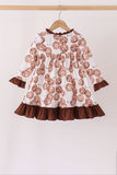 Brown Milk Cookie Print Ruffle Dress - Aaria Tees Aaria Tees