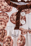 Brown Milk Cookie Print Ruffle Dress - Aaria Tees Aaria Tees