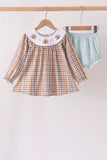 Khaki Turkey Bow Embroidery Bloomer Set Aaria Tees