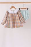 Khaki Turkey Bow Embroidery Bloomer Set Aaria Tees
