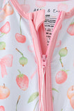 Pink bow cherry zipper bamboo romper - Aaria Tees Aaria Tees