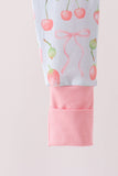 Pink bow cherry zipper bamboo romper - Aaria Tees Aaria Tees