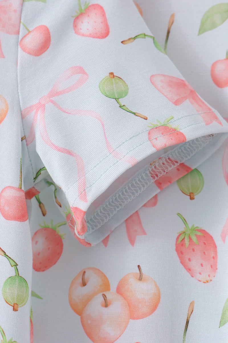 Pink bow cherry bamboo pajama set - Aaria Tees Aaria Tees