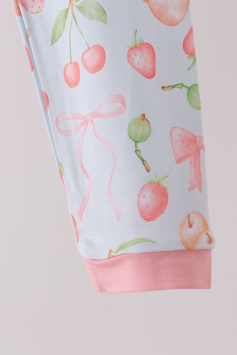 Pink bow cherry bamboo pajama set - Aaria Tees Aaria Tees