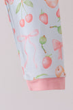 Pink bow cherry bamboo pajama set - Aaria Tees Aaria Tees