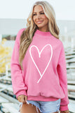 Bright Pink LOVER Heart Script Reversible Print Mock Neck Sweatshirt - Aaria Tees Aaria Tees
