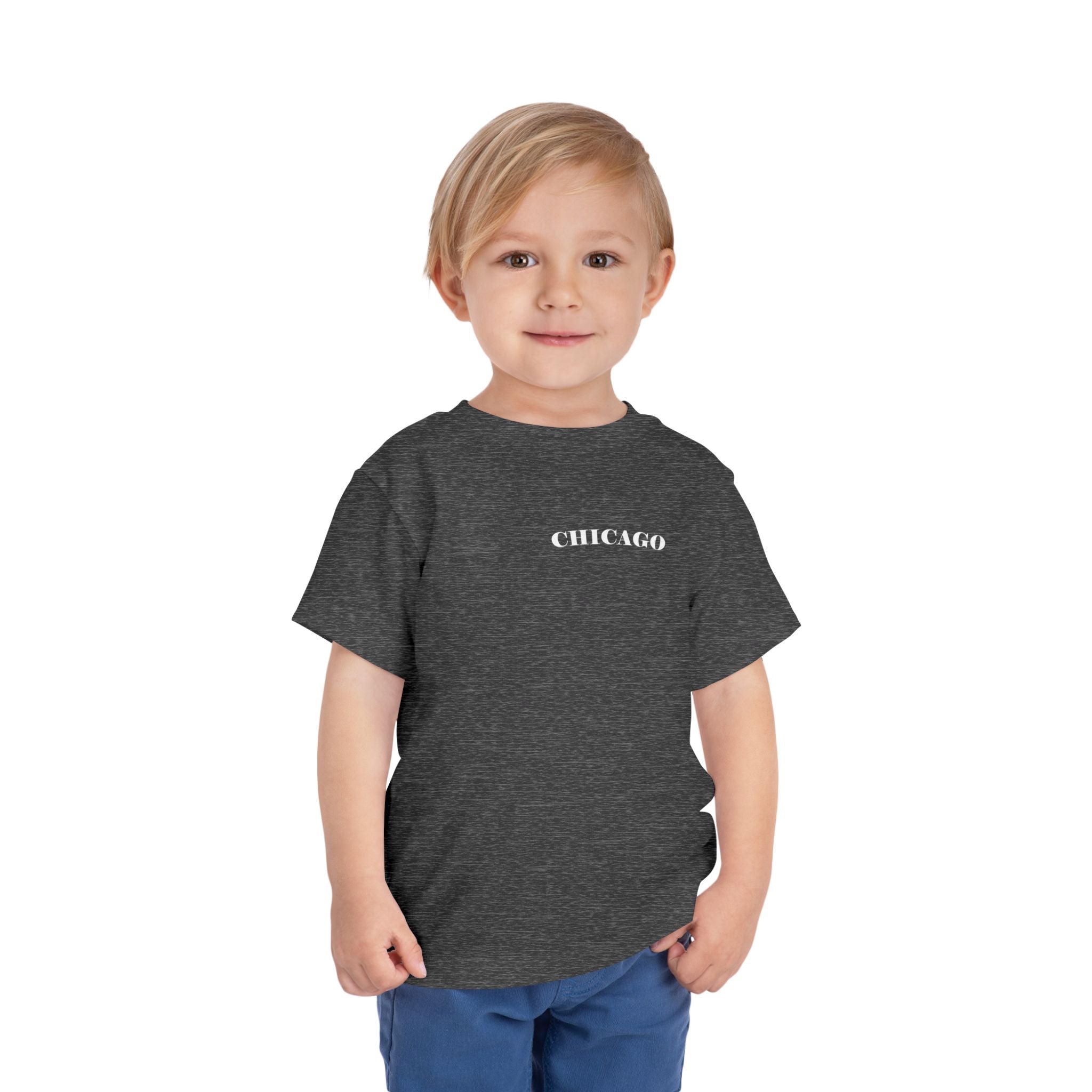Mystery Noir Chicago Skyline Sunset Unisex Toddler Short Sleeve Tee - Aaria Tees Aaria Tees