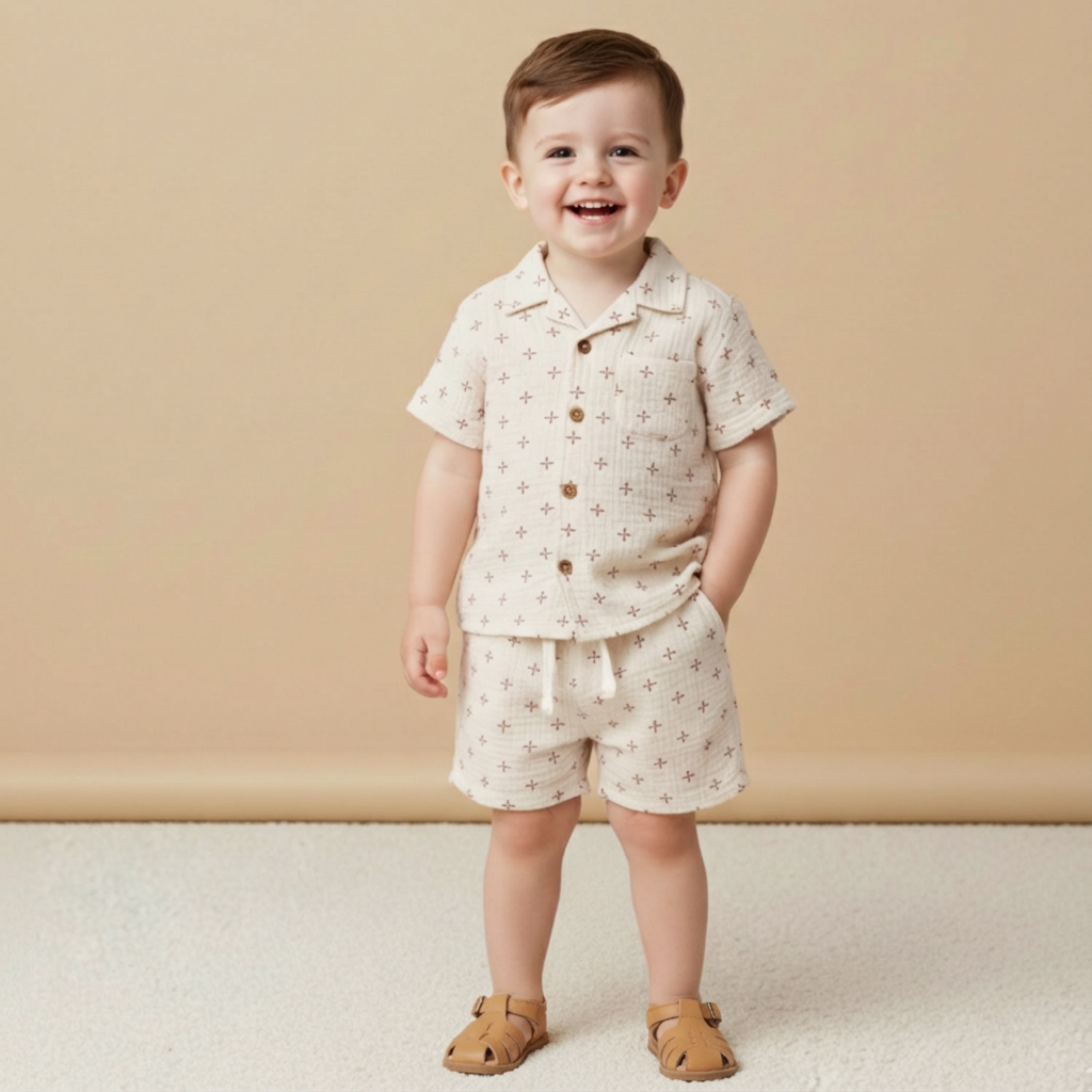 Organic Shirt & Shorts Set - Cross - Aaria Tees Aaria Tees