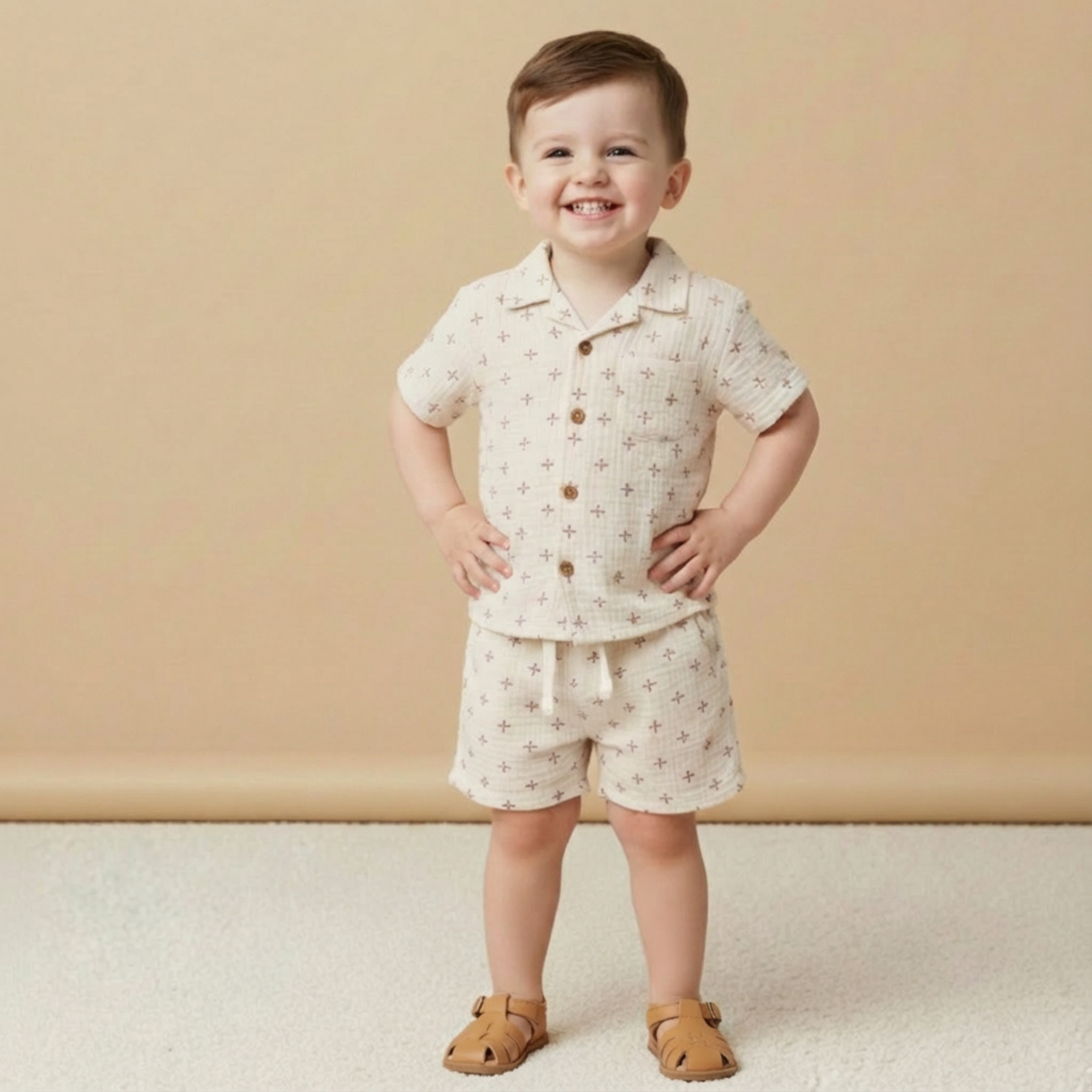 Organic Shirt & Shorts Set - Cross - Aaria Tees Aaria Tees