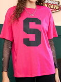 Letter Graphic Round Neck Half Sleeve T-Shirt Aaria Tees