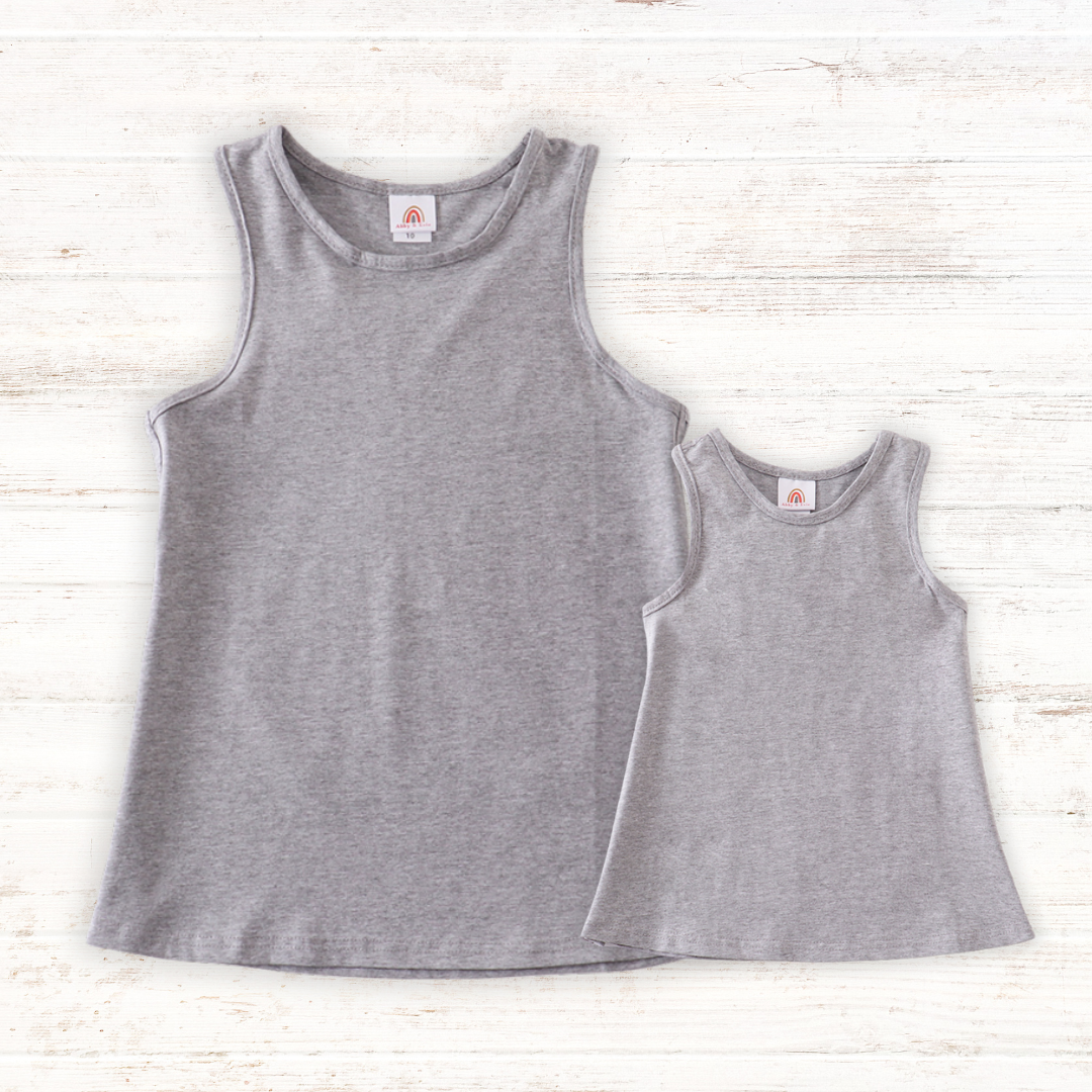 Heather grey blank basic kids teens adult tank top - Aaria Tees Aaria Tees