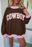 Pink Polka Dot Letter Graphic Colorblock Tunic Sweatshirt Aaria Tees