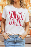 White COWBOY LOVER Lettering Graphic Tee Aaria Tees