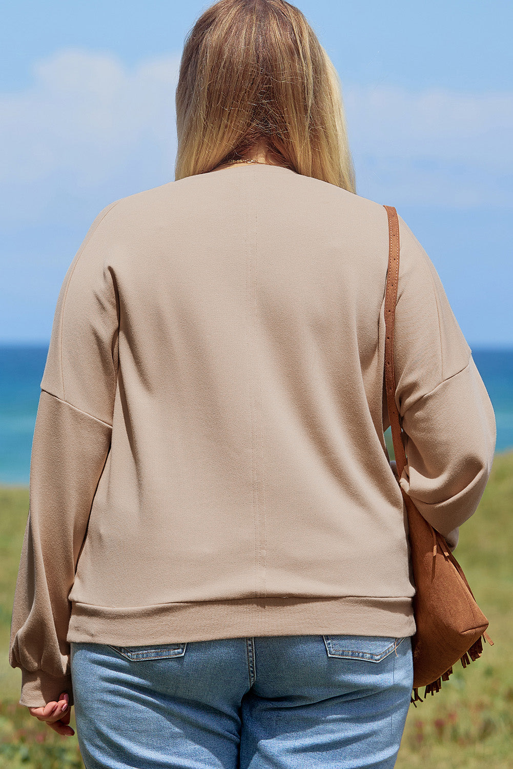 Pale Khaki Floral Peace Sign Graphic Washed Terry Plus Size Sweatshirt - Aaria Tees Aaria Tees