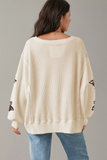White Thanksgiving Turkey Waffle Oversized Knit Top Aaria Tees