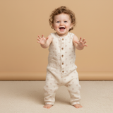 Organic Buttoned Jumpsuit - Cross - Aaria Tees Aaria Tees