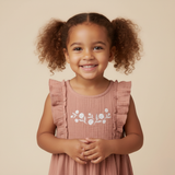 Organic Embroidered Tiered Dress - Clay - Aaria Tees Aaria Tees