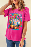 Rose Red Floral Pumpkin Graphic Print Crewneck Relaxed T-Shirt - Aaria Tees Aaria Tees
