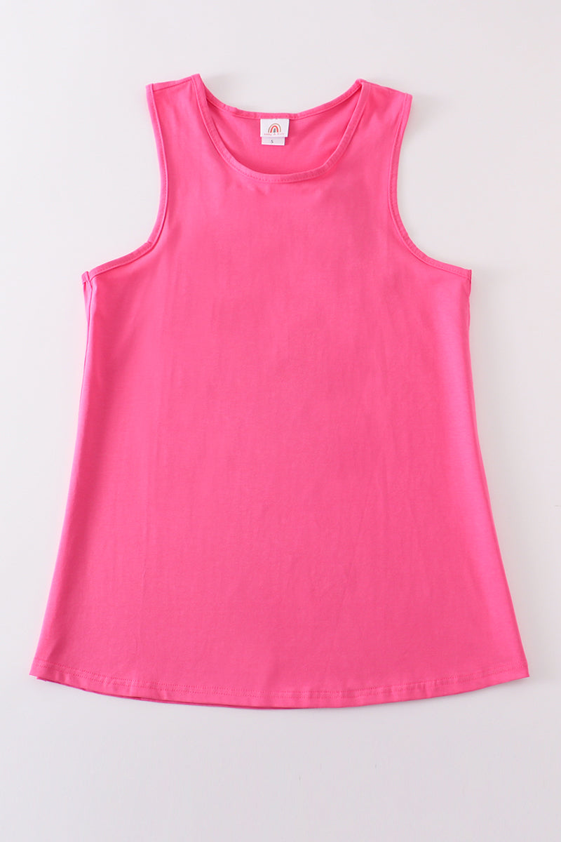 Hot pink blank basic kids teens adult tank top - Aaria Tees
