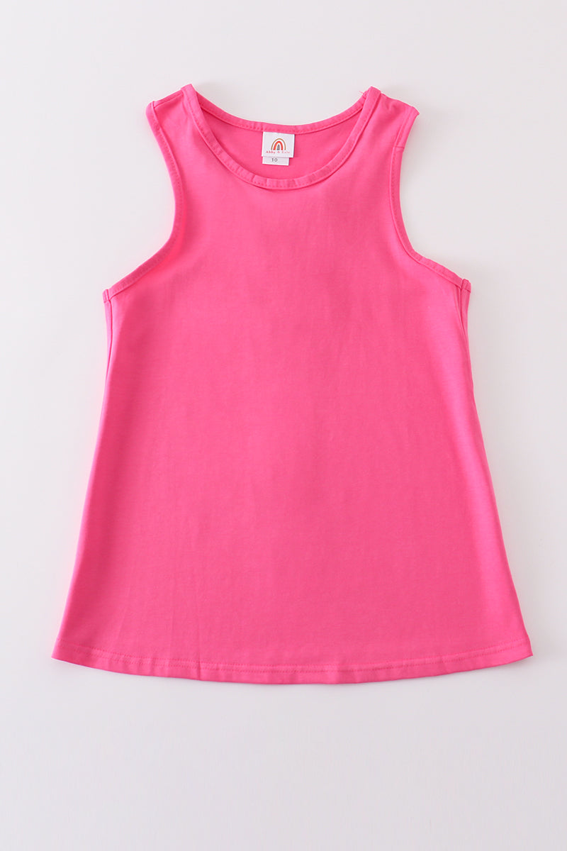 Hot pink blank basic kids teens adult tank top - Aaria Tees Aaria Tees