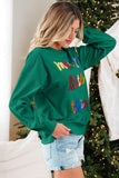 Beige merry little thing Corded Letter Graphic Ribbed Loose Sweatshirt Aaria Tees