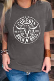 Gray Western Letter Steer Head Graphic Tee - Aaria Tees Aaria Tees