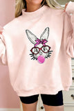Apricot Pink Bubble Gum Bunny Chenille Patch Sweatshirt Aaria Tees