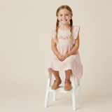 Organic Embroidered Tiered Dress - Blush - Aaria Tees Aaria Tees