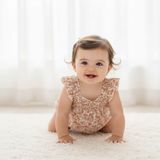 Organic Ruffle Sleeve Bubble Romper - Sienna - Aaria Tees Aaria Tees