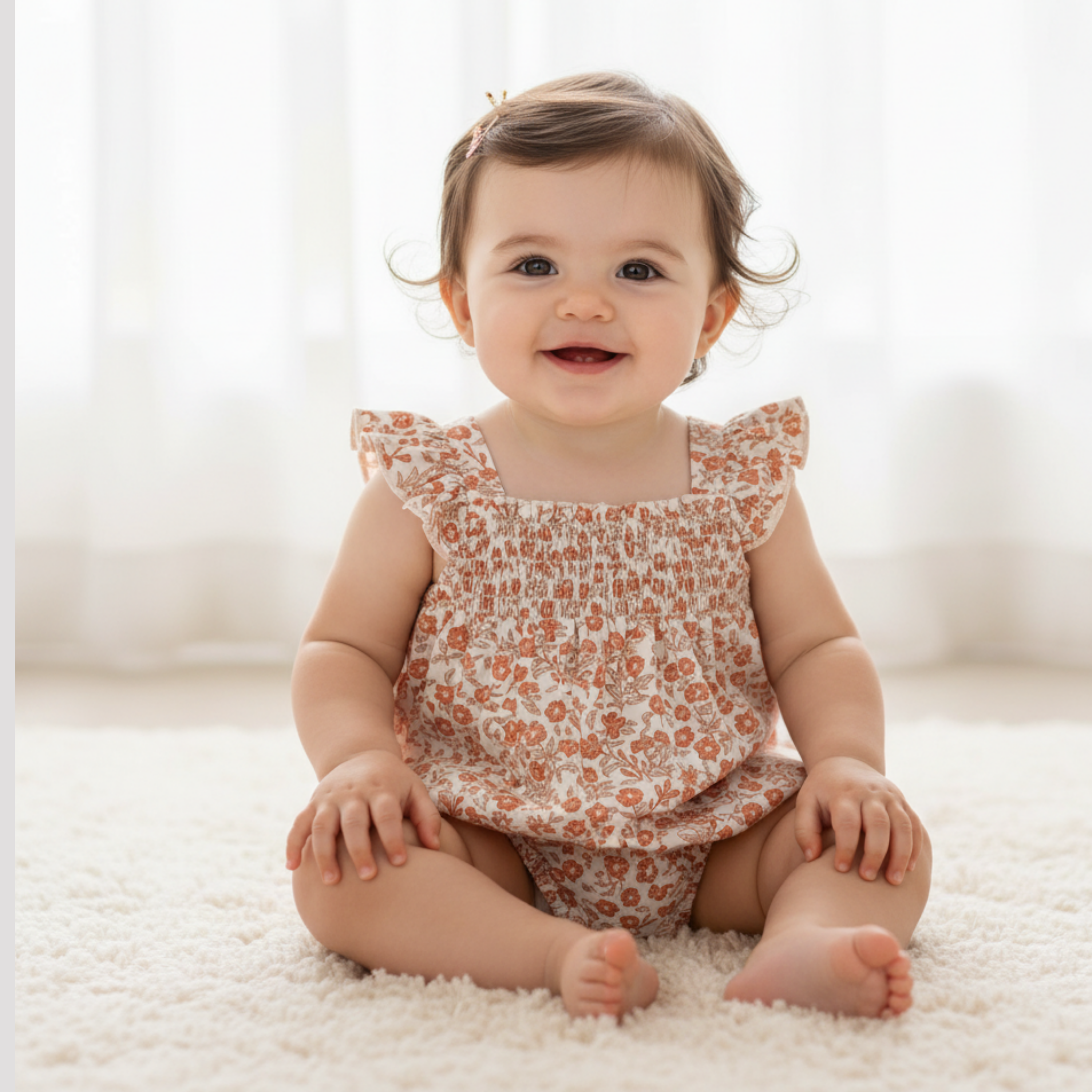 Organic Ruffle Sleeve Bubble Romper - Sienna - Aaria Tees Aaria Tees