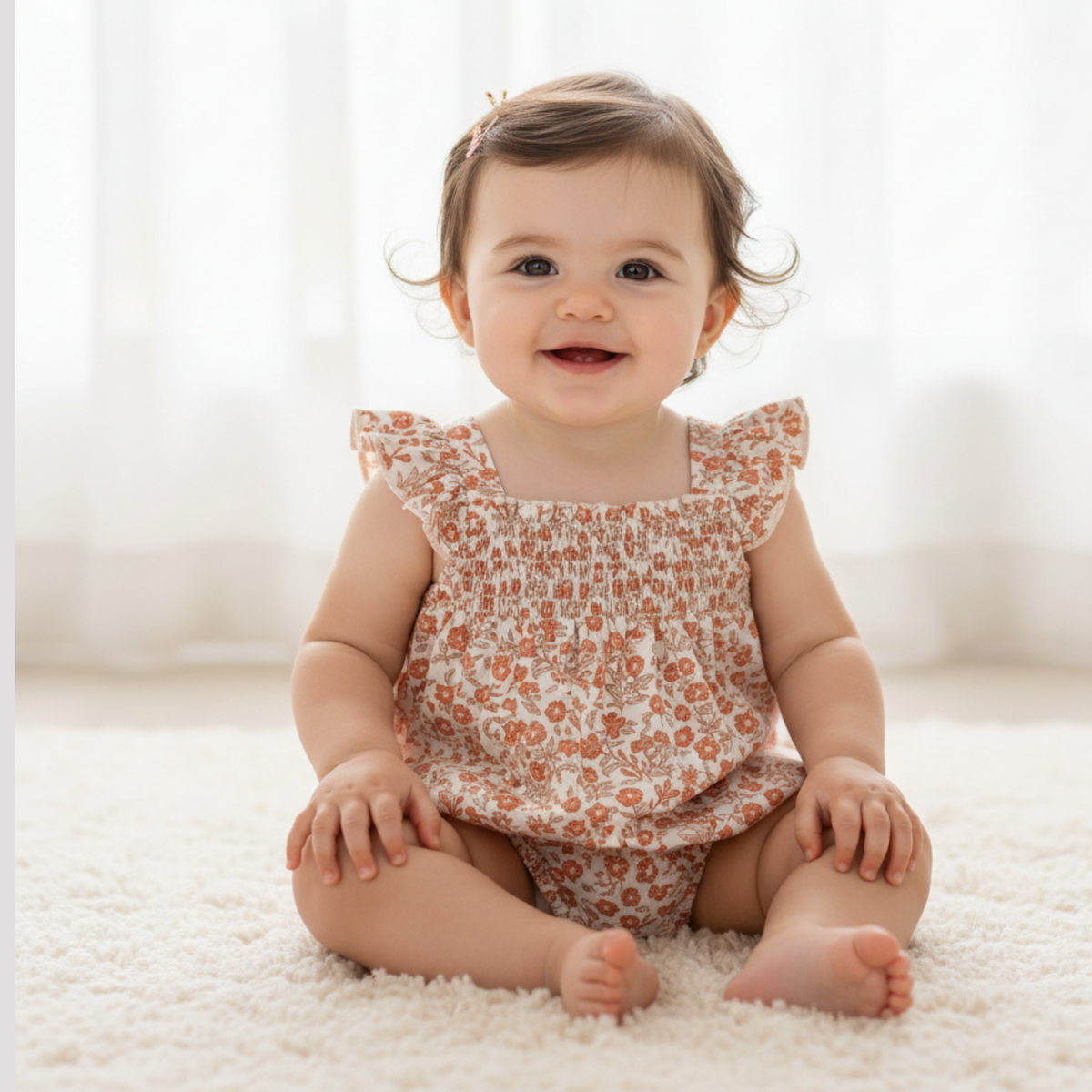 Organic Ruffle Sleeve Bubble Romper - Sienna - Aaria Tees