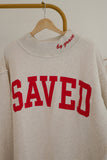 Gray Saved By Grace Embroidered Detail Letter Graphic High Neck Sweatshirt Aaria Tees