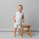 Organic Sleeveless Tee & Shorts Set - Cabana Stripes - Aaria Tees Aaria Tees