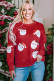 Fiery Red Santa Claus Sequin Graphic Sweatshirt - Aaria Tees Aaria Tees