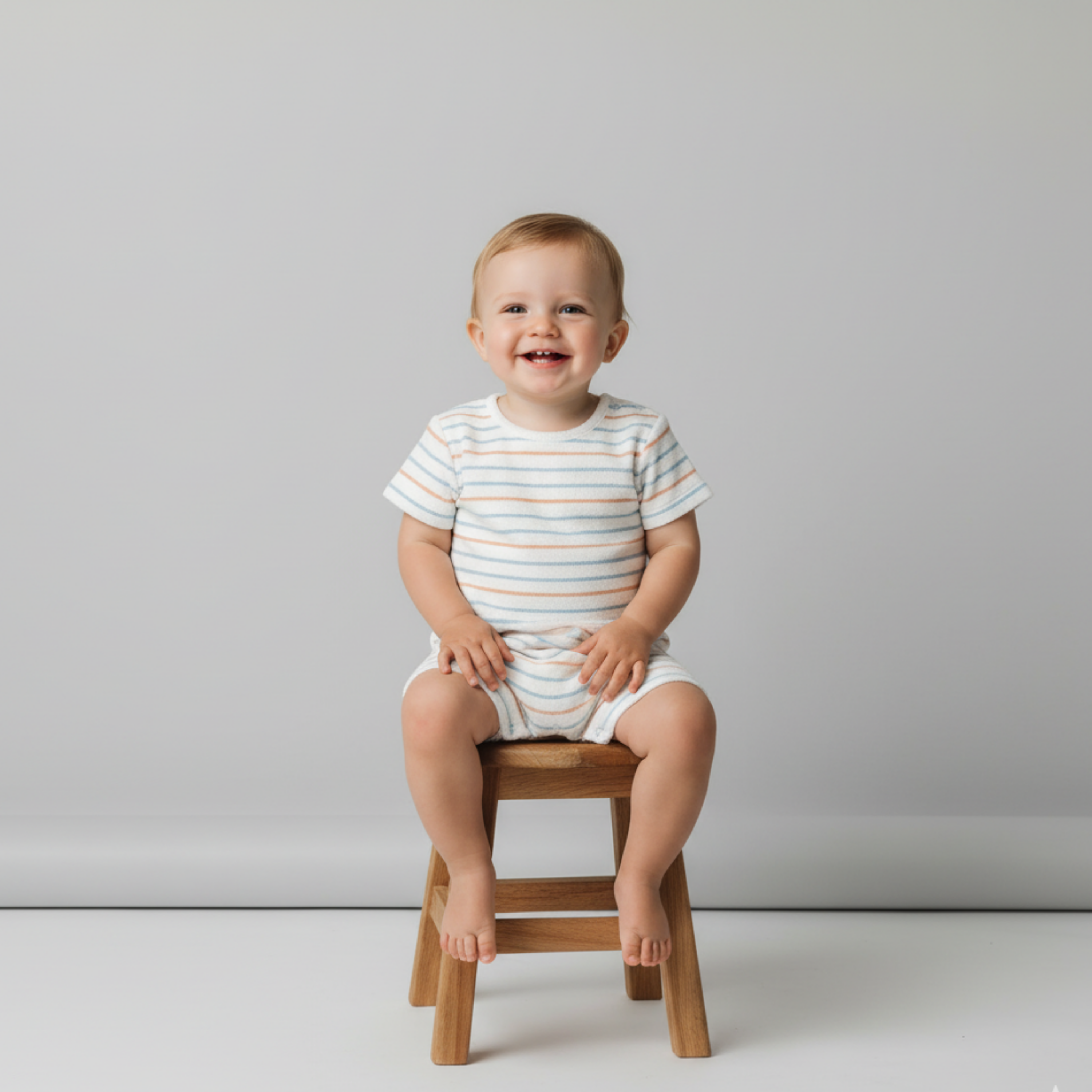 Organic Short Romper - Cabana Stripes - Aaria Tees Aaria Tees