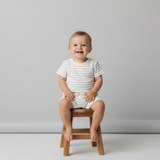 Organic Short Romper - Cabana Stripes - Aaria Tees Aaria Tees