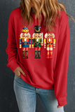 Red Christmas Metallic Nutcracker Graphic Crew Neck Sweatshirt - Aaria Tees Aaria Tees