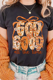 Black GOD IS GOOD Thanksgiving Theme Print Custom Graphic Tee Aaria Tees