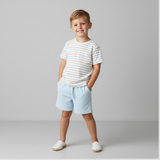 Organic Terry Tee & Shorts Set - Cabana Stripes - Aaria Tees Aaria Tees