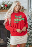 Red Merry Christmas Crewneck Drop Shoulder Loose Sweatshirt - Aaria Tees Aaria Tees