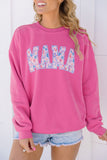 Rose Red Floral MAMA Embroidered Graphic Pullover Sweatshirt - Aaria Tees Aaria Tees