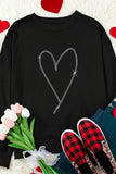Black Rhinestone Heart Pattern Valentines Fashion Sweatshirt - Aaria Tees Aaria Tees