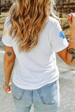 White Sequin Shell Graphic Summer Loose T Shirt Aaria Tees