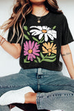 Black Retro Floral Print Crew Neck Casual T Shirt - Aaria Tees Aaria Tees
