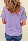 Wisteria Mardi Gras Sequined Pattern Holiday T Shirt Aaria Tees