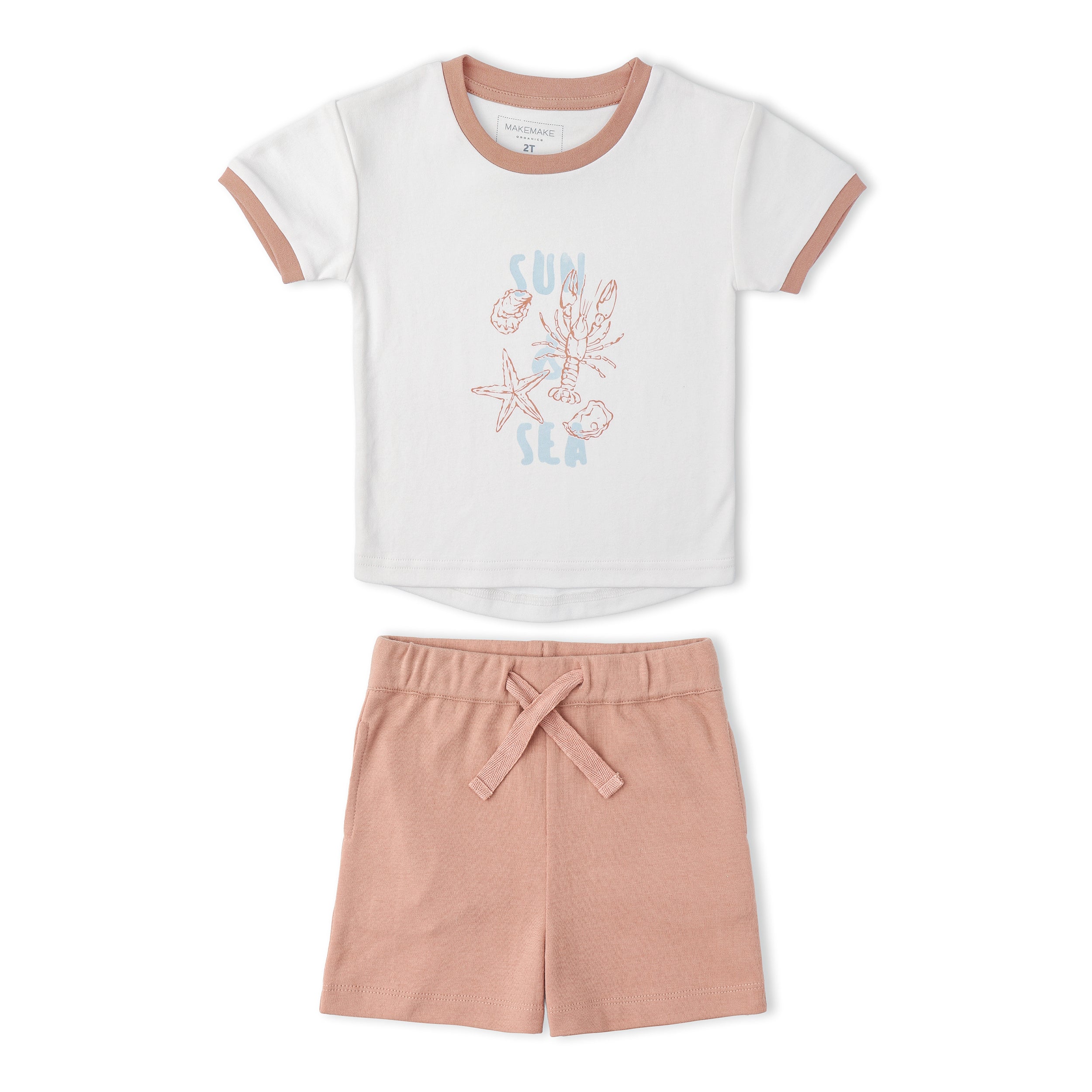 Organic Graphic Tee & Shorts Set - Beach Day - Aaria Tees Aaria Tees